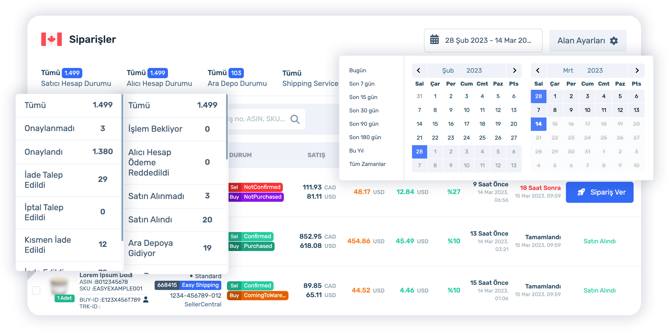 EasyCentral otomatik sipariş ürün bilgileri